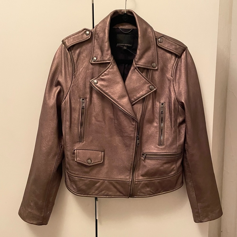 Banana Republic metallic leather jacket